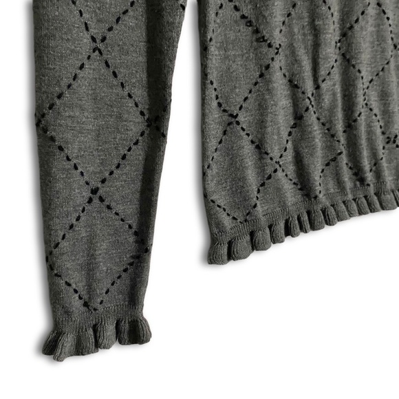 Nick & Mo | Anthropologie Wool-Blend Crochet Lace Chest Sweater - Picture 4 of 6